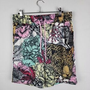 NWT Original Fables Men's Mesh Shorts Deep Jungle Wild Pastel Size Large
